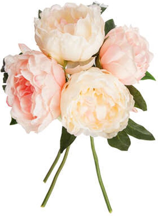 Bouquet De 4 Pivoines Roses - Printemps - pivoine artificielle, bouquets de mariage de pivoines artificielles, décoration pour la maison, le bureau de la cuisine, le jardin, l'intérieur et l'extérieur - Hauteur 30 cm
