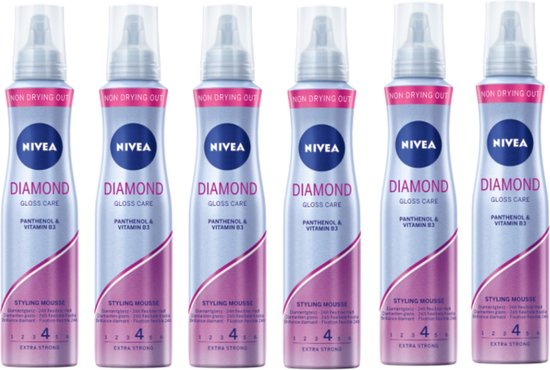 Nivea Diamond Gloss Care Styling Mousse - 6 x 150 ml