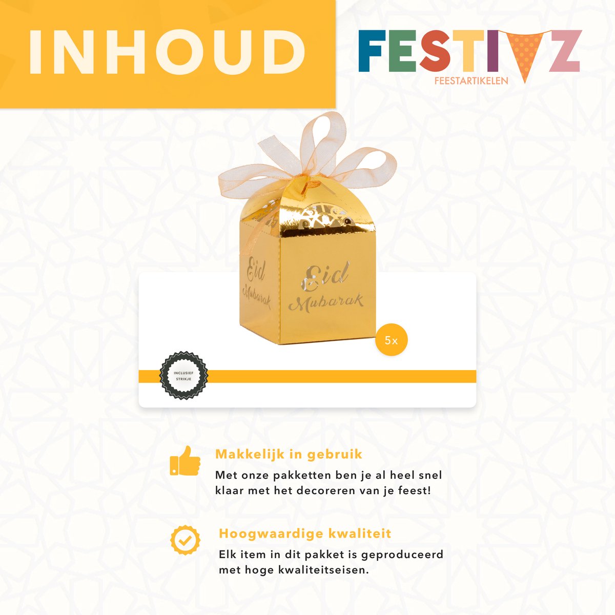 DPKOW 12 stuks geschenkdozen Eid Mubarak goud zwart, doe-het-zelf, zeshoekige dozen Eid al-Fitr feestdozen voor geschenkverpakking, lekkernijen, chocolade, dozen voor moslims, Eid, feestbenodigdheden