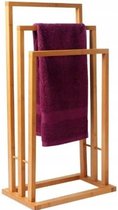 Elegant bamboe handdoekenrek - Hout - 3 hoogtes - Vrijstaand - Voor badkamer of keuken - 82 x 43 x 30 cm - Lichtbruin/bamboe