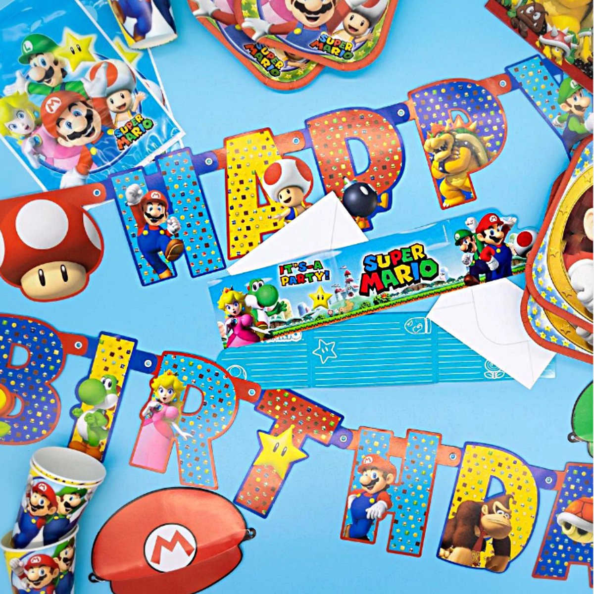 Super Mario verjaardag traktaties feestzakjes/cadeauzakjes/snoepzakjes/uitdeelzakjes - 8x stuks - plastic — afbeelding 2