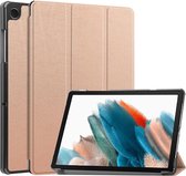 Tablet Hoes Geschikt voor Samsung Galaxy Tab A9 Plus | Book Case met Standaard | Kunstlederen Beschermhoes | Tri-fold | Roze Goud