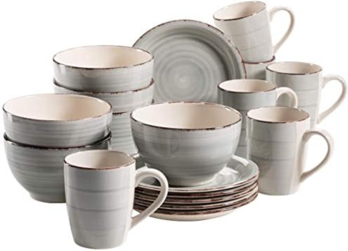 Serviesset 6 Persoons - Bordenset 6 Persoons - Servies 6 Personen - Blauw