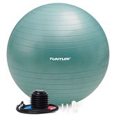 Ballon de Fitness Tunturi Anti Burst avec pompe - Ballon de Yoga 75 cm - Ballon de Pilates - Ballon de grossesse - Poids utilisateur 220 kg - Avec application d'entraînement - Petrol