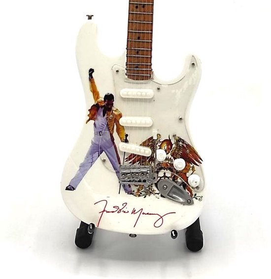 Mini Gitaar Freddy Mercury Qeen 25cm Miniature- Guitar-Mini -Guitar- Collectables-decoratie -gitaar-Gift--Kado- miniatuur- instrument-Cadeau-verjaardag