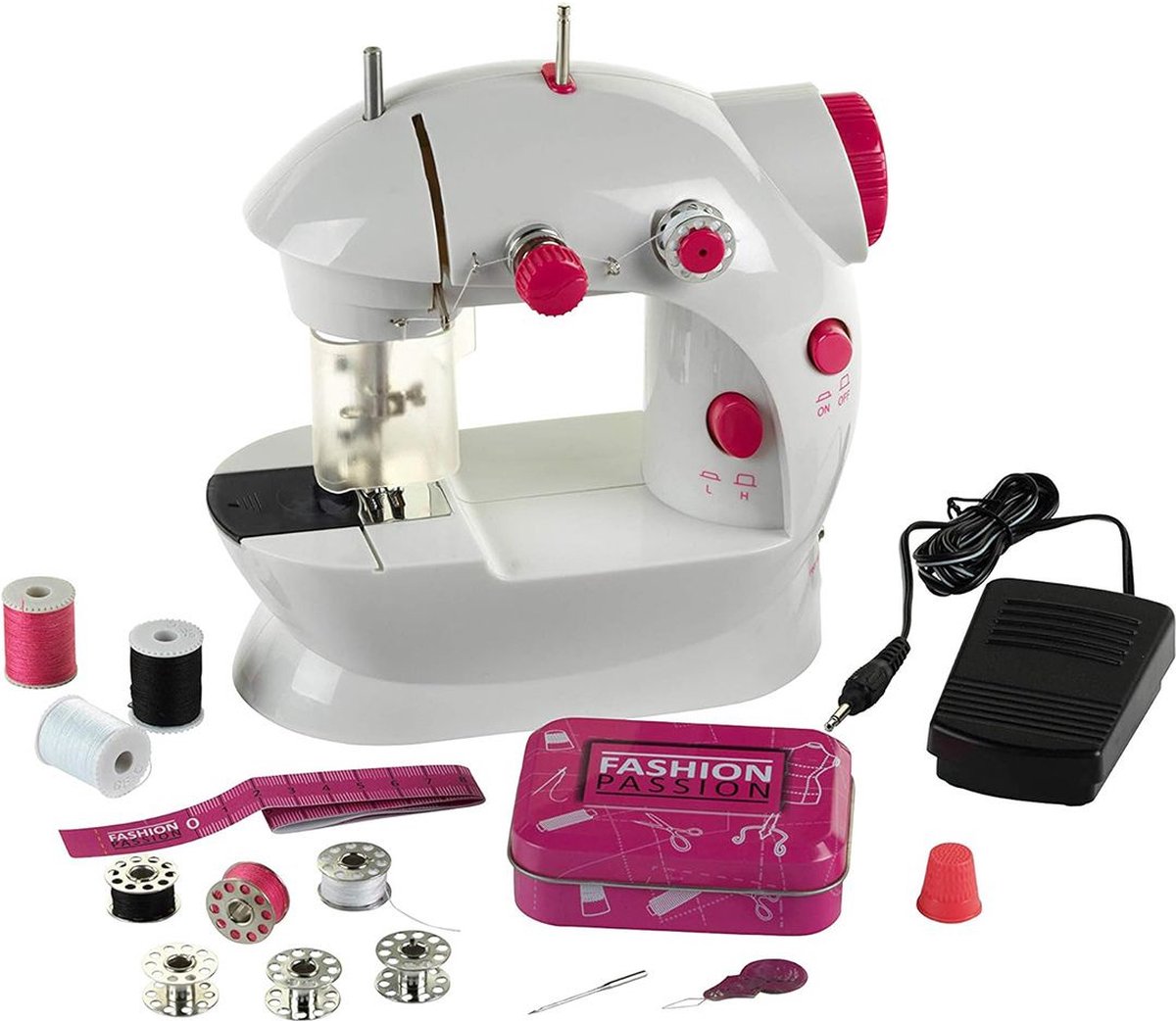 MKSS® Naaimachine Kinderen 10 Jaar en Ouder - Cadeau voor je Kleine - Naaien voor Beginners - Meerdere Standen - Wit met Roze - Top Kwaliteit