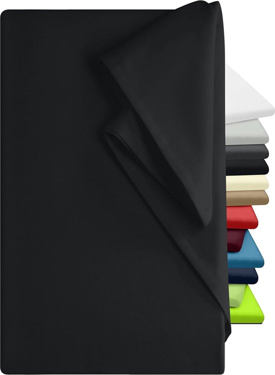 Bedlaken zonder elastiek - huishouddoek in vele kleuren en maten - 100% katoen, ca. 240 x 275 cm, zwart