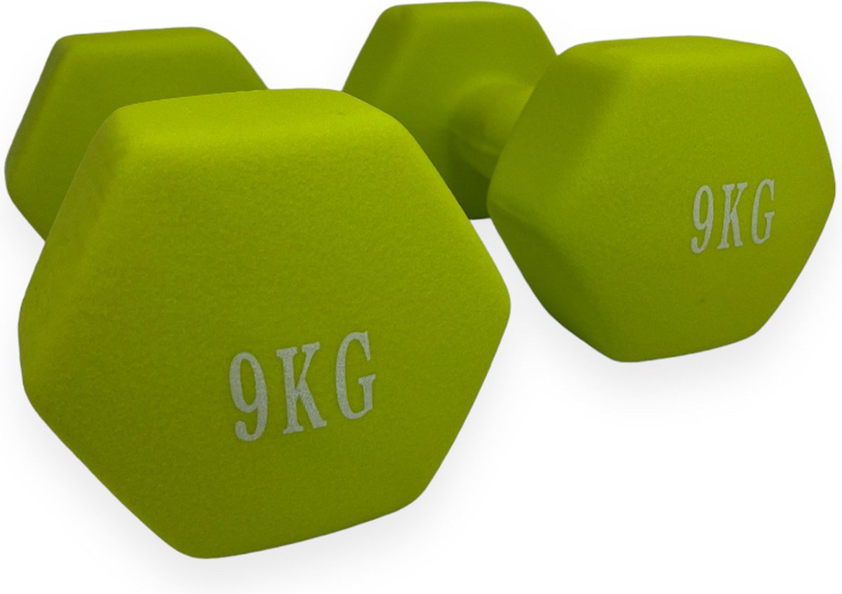 Padisport - Dumbell Neopreen - Groen - 9 Kg - Krachttraining - - Gewichten - Dumbells - Halters - Gewichtjes 9 Kg - Gewichten 9 Kg