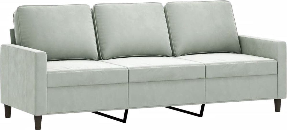 vidaXL Driezitsbank - 180 - cm - fluweel - lichtgrijs