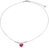 Ketting - Hart en Kralen - RVS - Lengte 39-44 cm - Zilverkleurig