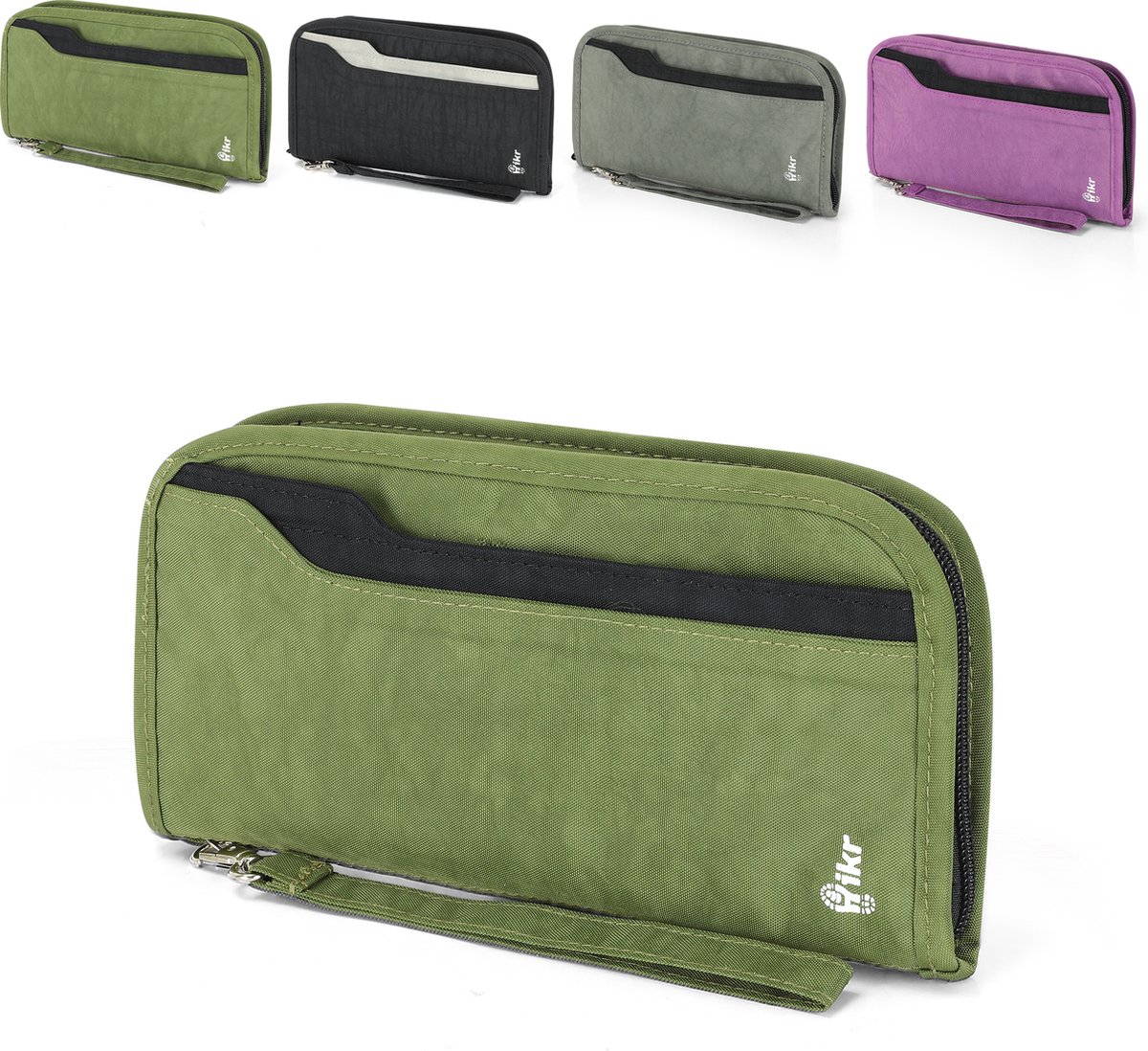 Hikr Reisportemonnee – Waterdichte Travel Wallet – 100% RFID-Blocker – Unisex Paspoorthouder – Organizer voor Reisdocumenten – Reisportefeuille & Paspoorthoes – Groen
