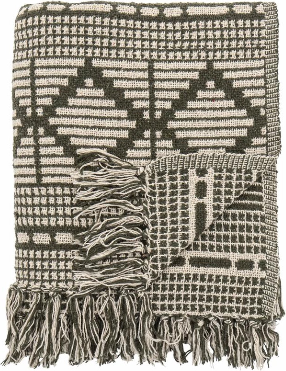 Gutte Plaid - Gerecycled katoen - Groen - 160x130 cm