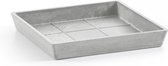 Ecopots Saucer Square - White Grey - 18 x H2,5 cm - Vierkante witgrijze onderschotel
