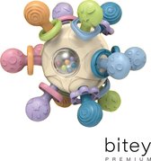Bitey - Siliconen - Baby Speelgoed - Rammelaar - Bal - BPA-vrij - Grijp- en bijtspeelgoed - Spelen en ontdekken - Vanaf 3 maanden - Ratel Geluiden - Beige