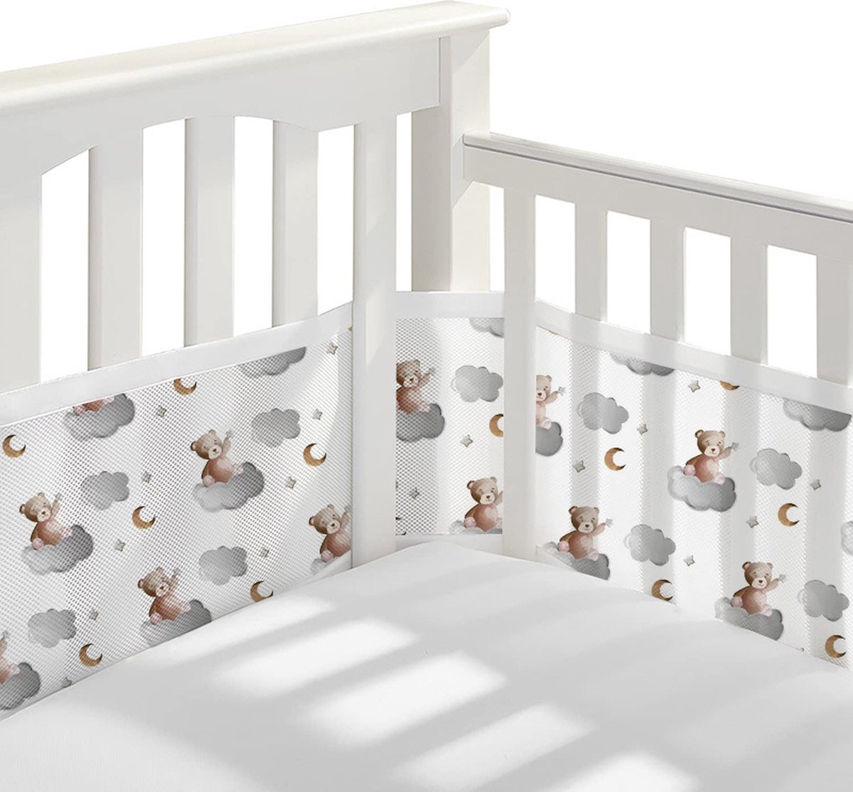 IL BAMBINI - Baby Bedomrander - Bedbumper - Hoofdbeschermer- omrander voor in ledikant - Set van 2 - 340x30cm & 160x30cm - Beertjes
