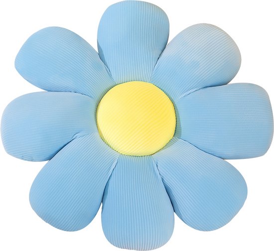 IL BAMBINI - Bloem kussen blauw - Bloemvormig kussen - Aesthetic kussen met bloem vorm - Kussen Bloemen - Flower Power - X-Large - 70 x 70 cm