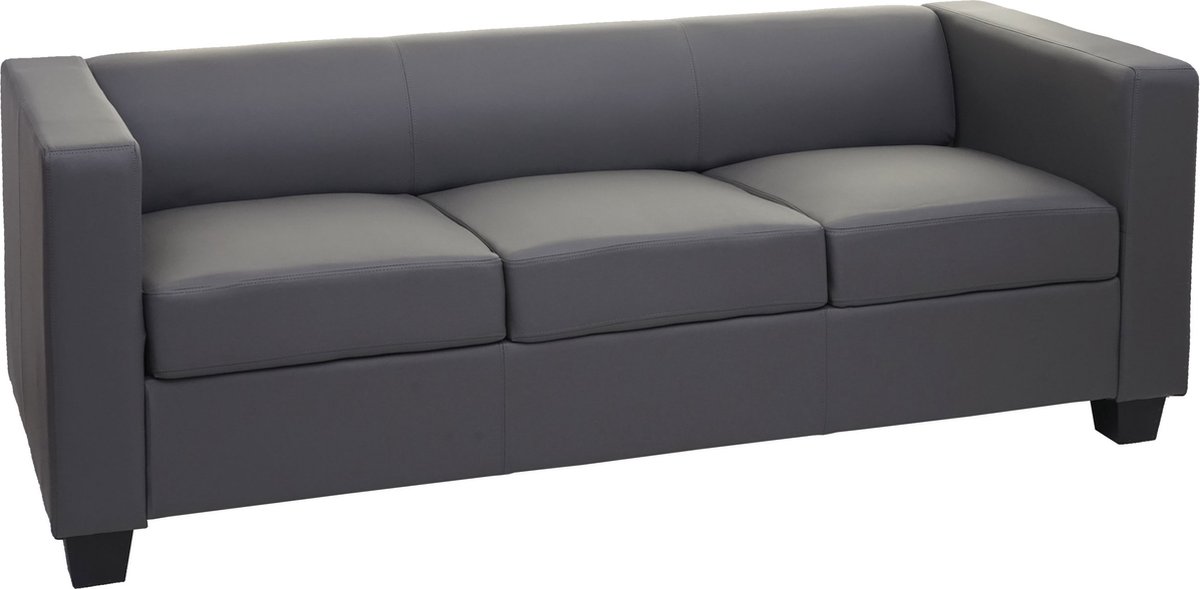 MCW 3-zits bank loungebank Lille ~ kunstleer, donkergrijs