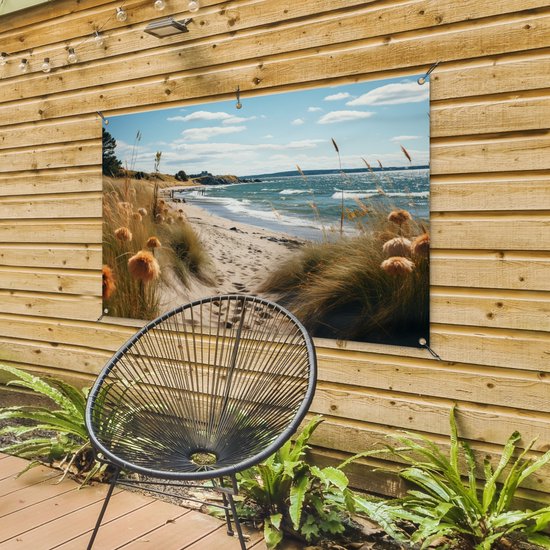 Affiche de jardin - Toile de jardin - Posters de jardin extérieur - Plage - Dunes - Ammophile - Mer - Sable - 120x80 cm - Jardin