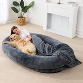 FLUFFLY - Grand lit pour chien humain - Groot lit pour chien pour humains - Gris foncé - 180x120x35cm