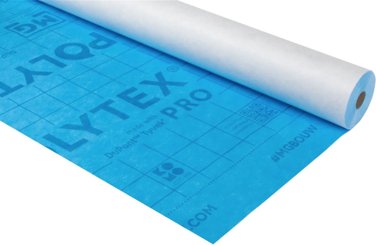 Polytex PRO - damp-open isolatiefolie - waterkerend - buitenzijde dak & gevel - 1,50 x 50m
