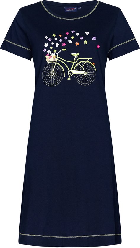 Rebelle Dames Nachthemd Flower Ride - Blauw - Organisch Katoen - Maat 40