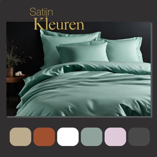 Ten Cate Premium Dekbedovertrek - Dekbedovertrek 200 x 200 tweepersoons - Dekbedovertrekken - Dekbedovertrek 200x220 - Satijn - Mineral Mint — afbeelding 5