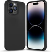 Coverzs telefoonhoesje geschikt voor Apple iPhone 15 Pro Solid silicone hoesje - extreem dun design - optimale bescherming - backcover - zwart