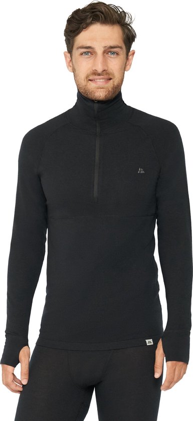 DANISH ENDURANCE Thermoshirt met Rits voor Heren- van Merinowol- Zwart- L