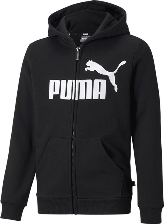 Puma Ess Big Logo Sweatshirt Met Volledige Rits Zwart 13-14 Years Jongen