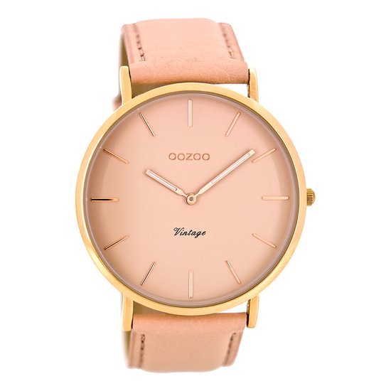 Rosé goudkleurige OOZOO horloge met zacht roze leren band - C8131