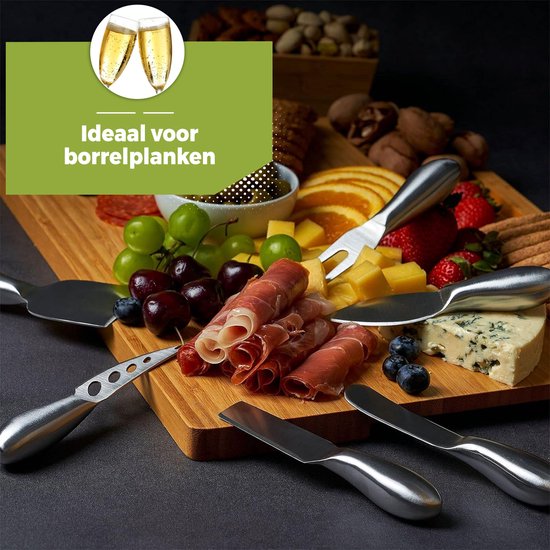 HI NATURE™ couteaux à fromage lot de 6 - Couteaux à fromage - couteau à fromage | Set de couteaux à fromage pour tous types de fromages - Couteau à tartiner - Passe au lave-vaisselle - Acier inoxydable - Argent