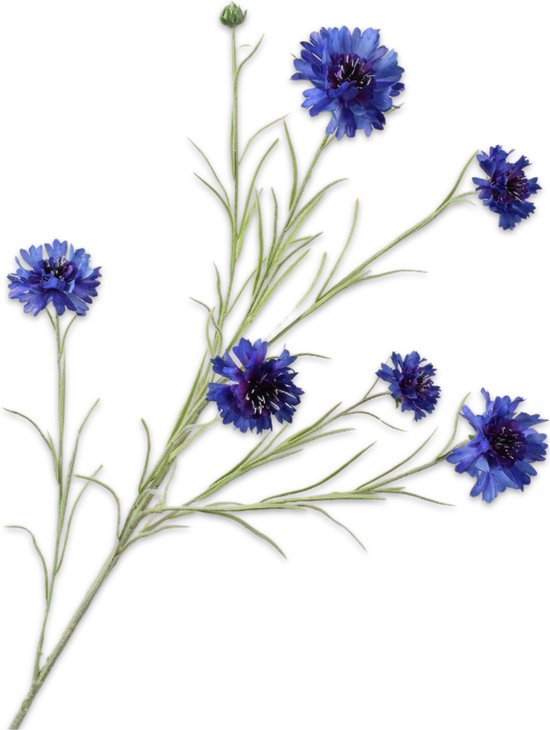 Silk-ka Kunstbloem-Zijden Bloem Korenbloem Tak Blauw 92 cm