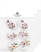 Anna's Collection Paaseieren met bloemen - 24x - kunststof - 6 cm - paasdecoratie