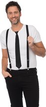 Carnaval verkleedset bretels en stropdas - zwart - volwassenen/unisex - feestkleding accessoires