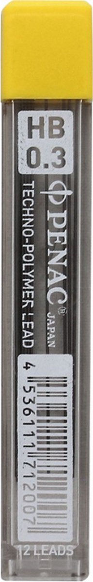 Penac Hi-Tec Polymer - Leads vulpotlood vulling - 0.3mm - Navulling - HB - koker 12 stuks