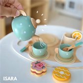 ISARA Tea Set Jouets 2024 Nouveau – Houten Speelgoed – 15 pièces – Montessori – Service à thé pour Enfants – Service à thé – Jouets éducatifs