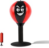 Boksbal tafelmodel met gratis pomp - Mini-bokszak - bureau boksbal - voor Volwassenen & Kinderen - rood - Robuuste vering met bescherming - stress bal -