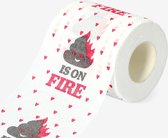 WC Rol ' Shit is on fire ' - Wit / Rood - Cadeau tip - Valentijns Cadeau - Funny - Fopartikel - Poop emoji