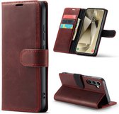 Casemania Hoesje Geschikt voor Samsung Galaxy S24 Crimson Red - Leather Book Case