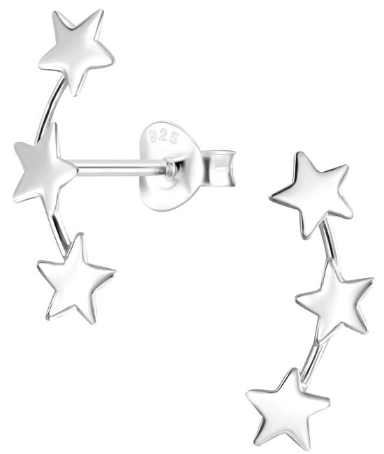 Joy|S - Zilveren ster oorbellen - 3 sterren - gepolijst