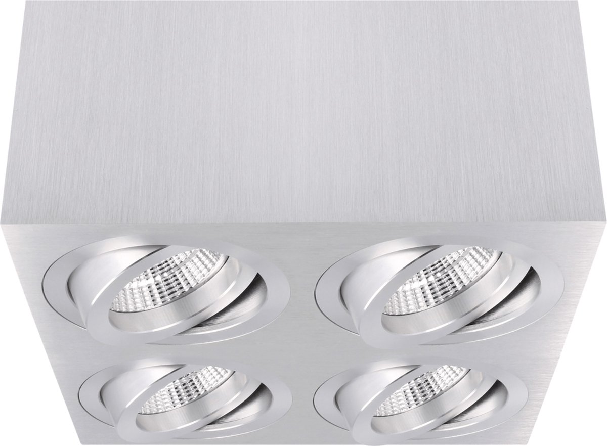 YPHIX Palermo Opbouwspot Vierkant 4 Lichtpunten Kantelbaar 160x160mm Aluminium