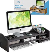 Fleau Home Monitor Verhoger - Laptop Standaard - Laptopverhoger - Bureau Organizer - Beeldscherm Verhoging - Hout - Zwart