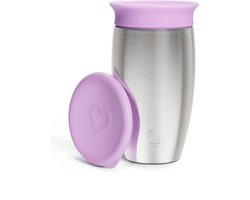 foto van Munchkin Roestvrijstalen Drinkbeker - Miracle® 360° Sippy Cup - Koelt tot 10 uur - Anti-Lek Drinkbeker - 266ml - Paars - Vanaf 12 Maanden