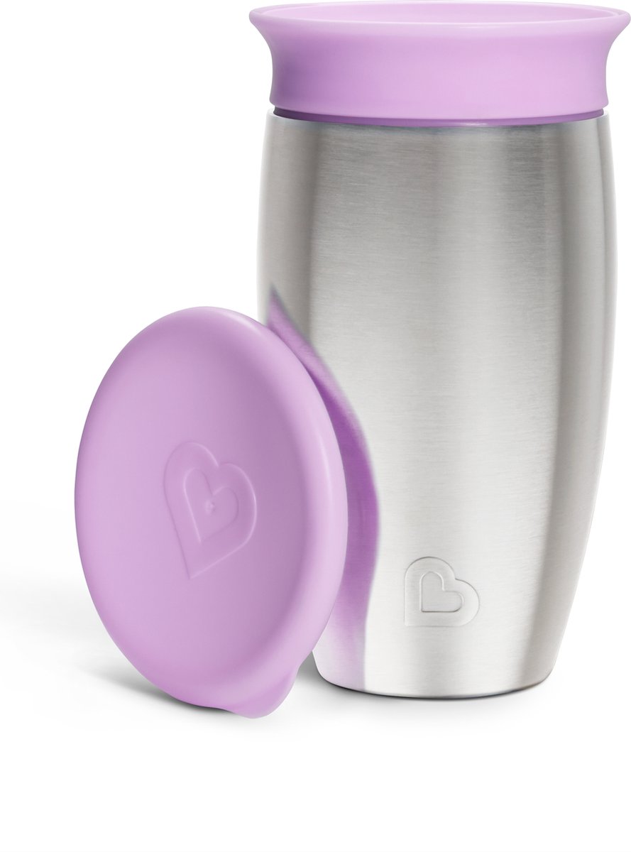 Goedkoopste Munchkin Roestvrijstalen Drinkbeker - Miracle® 360° Sippy Cup - Koelt tot 10 uur - Anti-Lek Drinkbeker - 266ml - Paars - Vanaf 12 Maanden