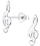 Joy|S - Zilveren muzieksleutel oorbellen - G sleutel - 6 x 18 mm