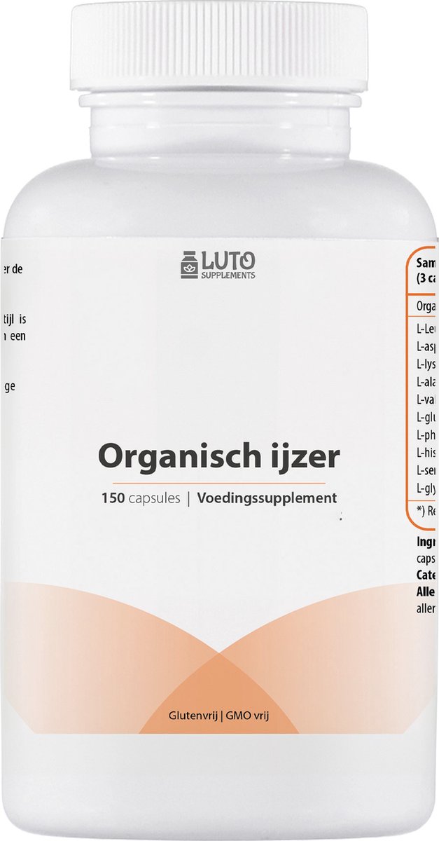 Goedkoopste Luto Supplements - Organisch ijzer - Rijke mix aan Aminozuren - Premium eiwitconcentraat - Vermindert vermoeidheid ¹ - Ondersteunt het afweersysteem ² - 150 capsules