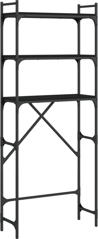 vidaXL Wasmachinerek 67x25x163 cm bewerkt hout bruineikenkleurig, badkamerrek, toiletrek, badkamermeubel, badkamerkast, toiletkast