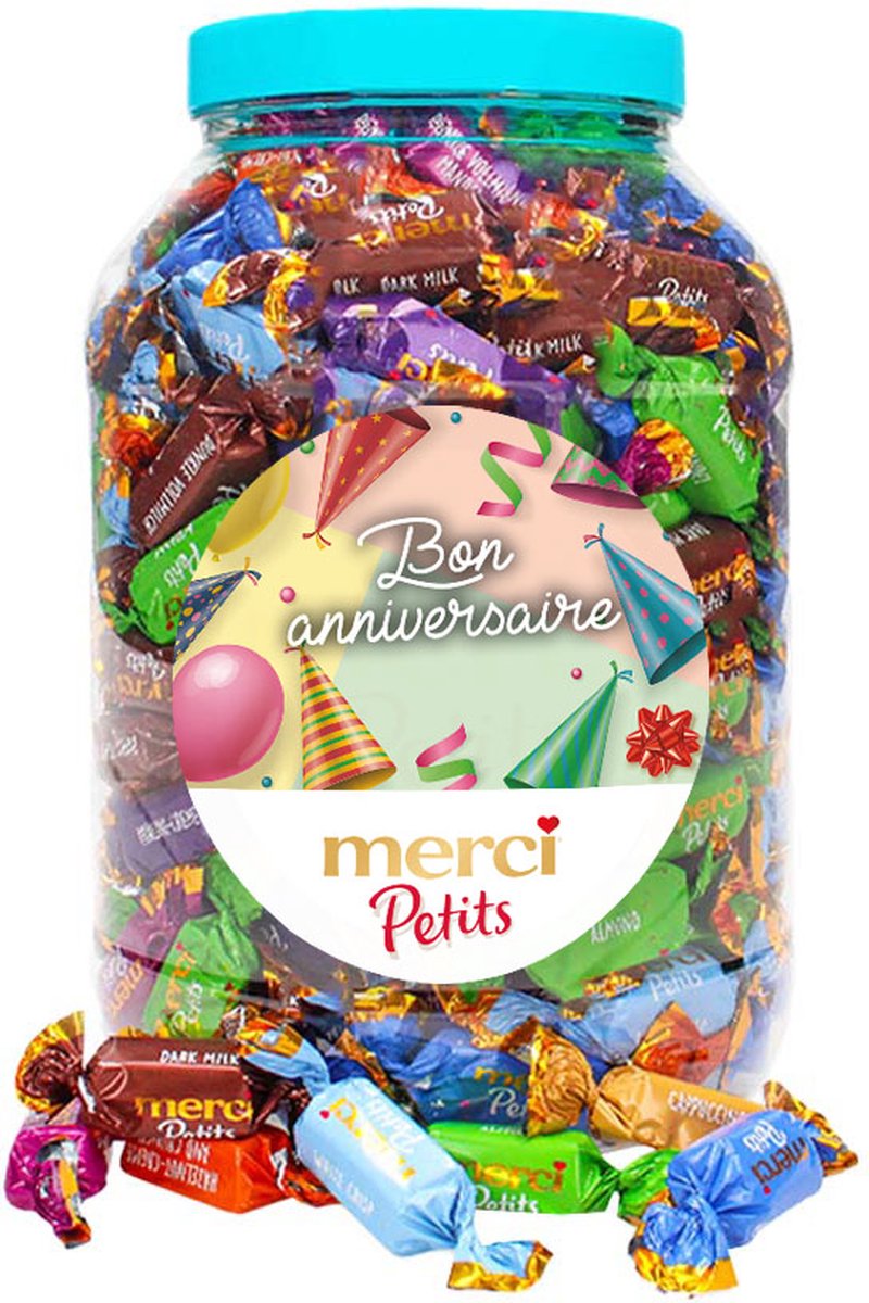 merci Petits bonbons de chocolat - "Bon Anniversaire" (design 1) - cadeau d'anniversaire - 1400g