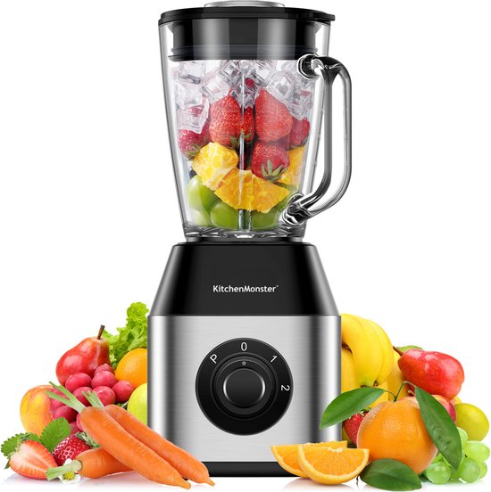 KitchenMonster® Blender Pro 1200 Watt - Smoothie Maker 1.5 Liter met 3 standen
