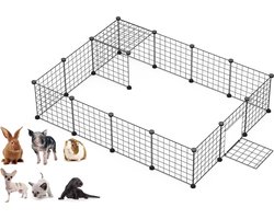 Ren- puppy ren- Organizer voor dobbelstenen van metaaldraad, mobiele omheining van Yard draad voor producten van huisdieren (zwart, 16 stuks)